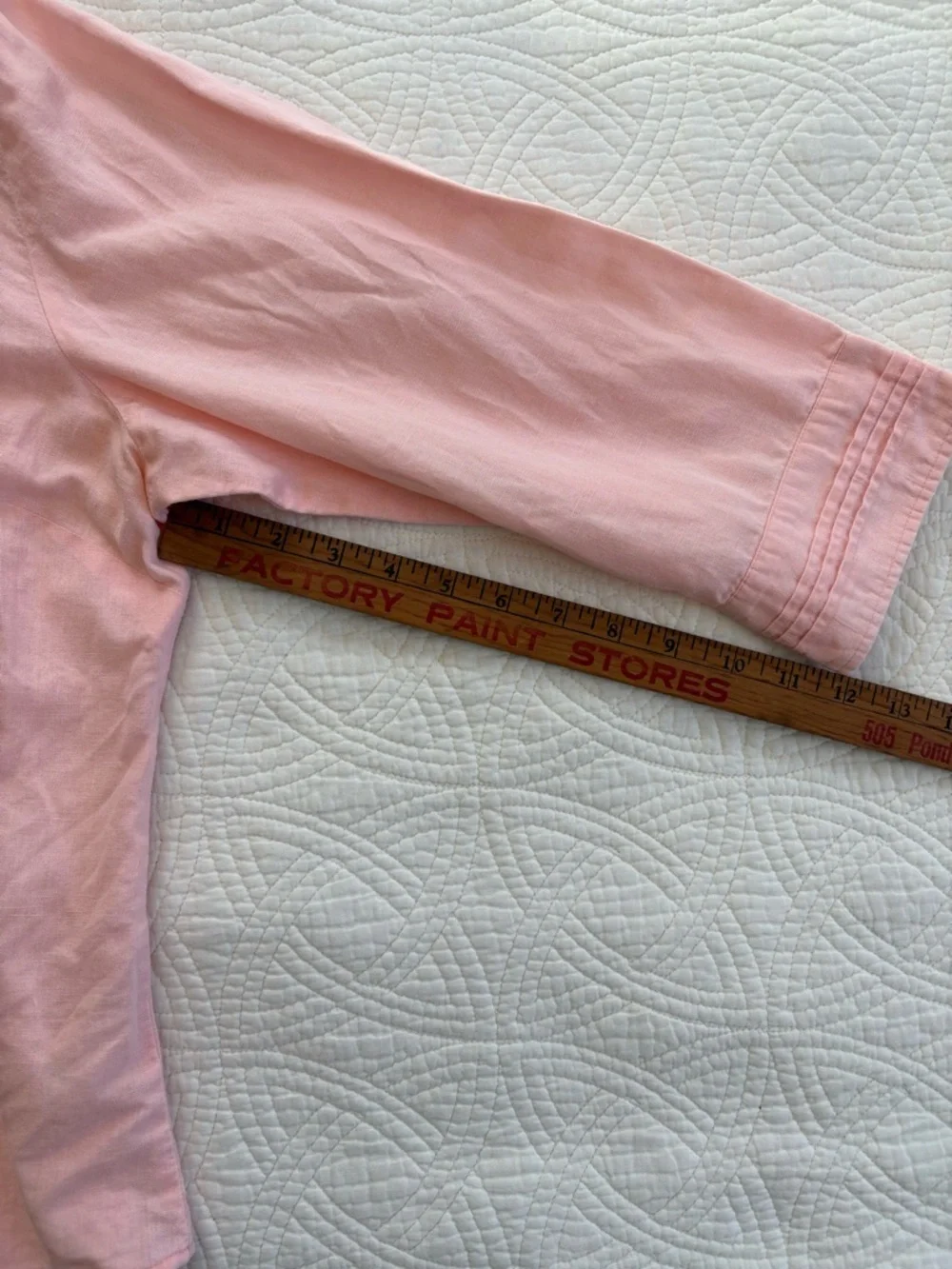 Linen Cotton embroidered XL Shirt Pink Button Front